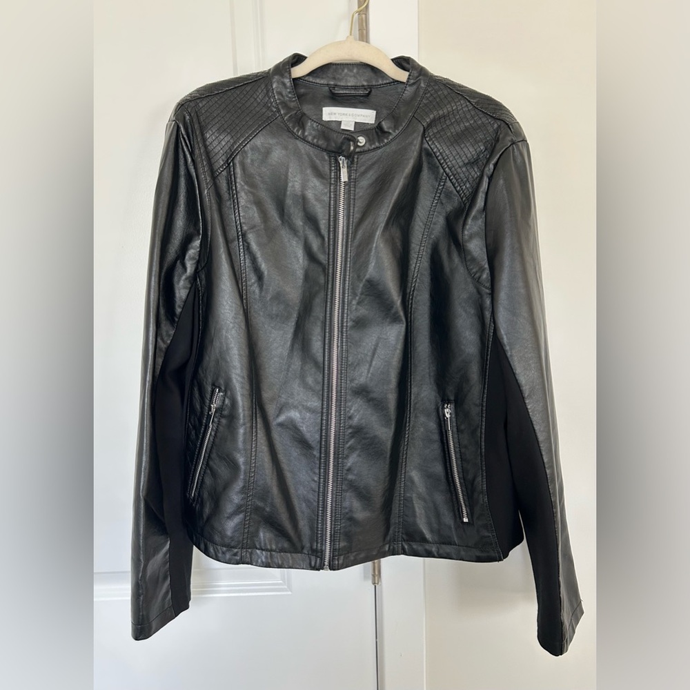 New York & Company Black Faux Leather Jacket
